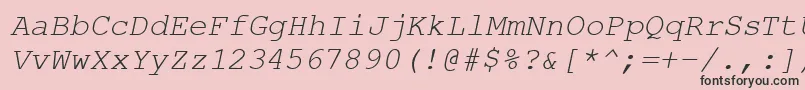 CourierPsItalic-fontti – mustat fontit vaaleanpunaisella taustalla