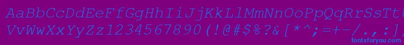 CourierPsItalic-fontti – siniset fontit violetilla taustalla
