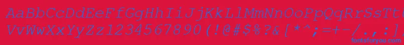 Czcionka CourierPsItalic – niebieskie czcionki na czerwonym tle