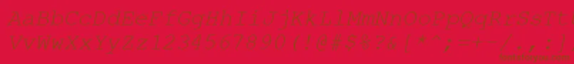 Czcionka CourierPsItalic – brązowe czcionki na czerwonym tle