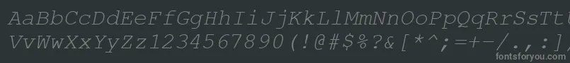 フォントCourierPsItalic – 黒い背景に灰色の文字