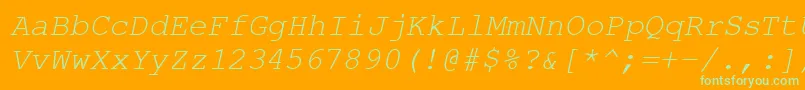CourierPsItalic-Schriftart – Grüne Schriften auf orangefarbenem Hintergrund