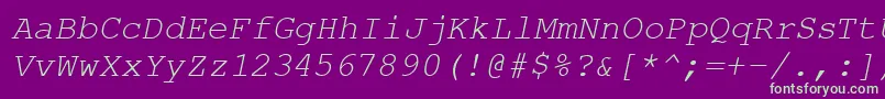 Шрифт CourierPsItalic – зелёные шрифты на фиолетовом фоне