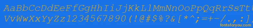 CourierPsItalic Font – Orange Fonts on Blue Background