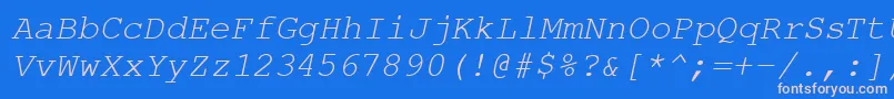 Fonte CourierPsItalic – fontes rosa em um fundo azul