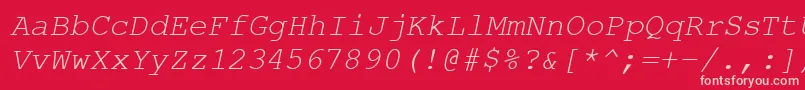CourierPsItalic-Schriftart – Rosa Schriften auf rotem Hintergrund