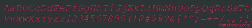 Шрифт CourierPsItalic – красные шрифты на чёрном фоне