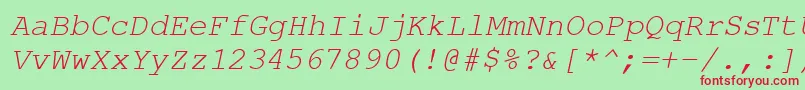 CourierPsItalic Font – Red Fonts on Green Background