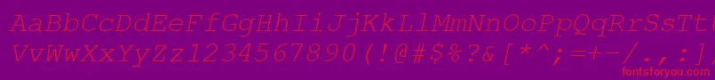 CourierPsItalic Font – Red Fonts on Purple Background