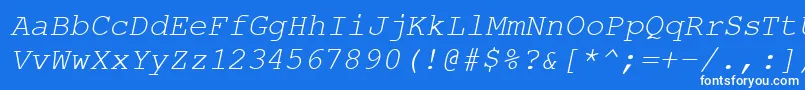 CourierPsItalic-Schriftart – Weiße Schriften auf blauem Hintergrund