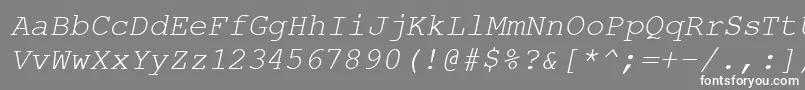 CourierPsItalic-fontti – valkoiset fontit harmaalla taustalla