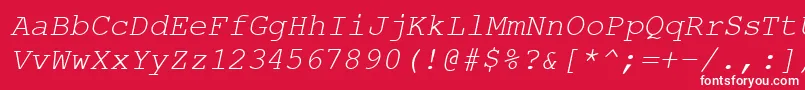 フォントCourierPsItalic – 赤い背景に白い文字