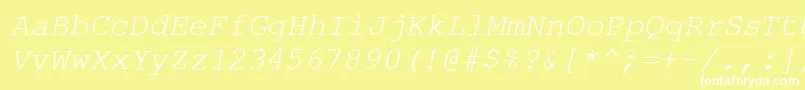 CourierPsItalic-fontti – valkoiset fontit keltaisella taustalla