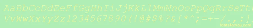 CourierPsItalic Font – Yellow Fonts on Green Background