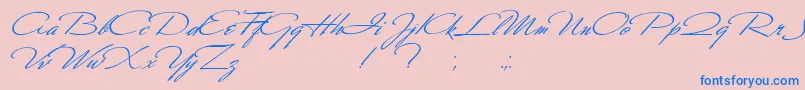 フォントScharnhorst – ピンクの背景に青い文字