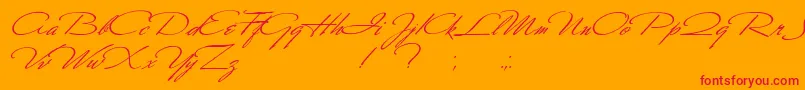 フォントScharnhorst – オレンジの背景に赤い文字