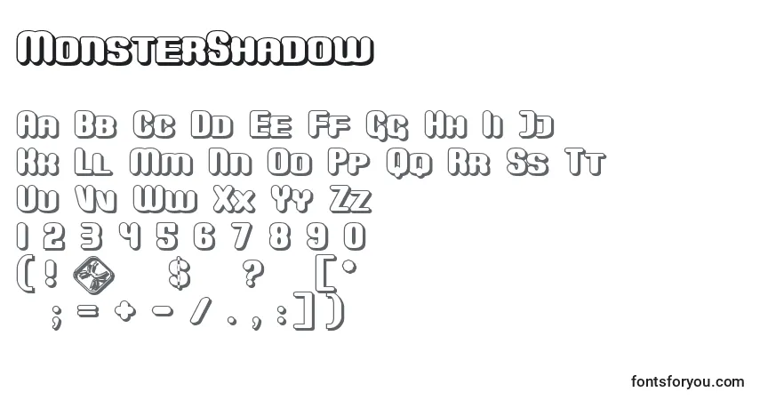 A fonte MonsterShadow – alfabeto, números, caracteres especiais