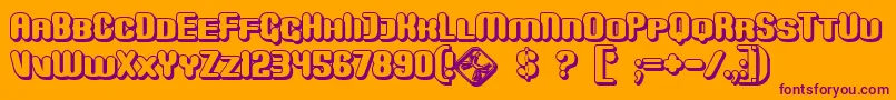 MonsterShadow-Schriftart – Violette Schriften auf orangefarbenem Hintergrund