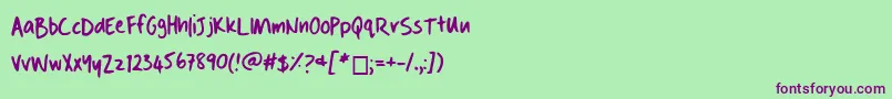 Danshandwriting Font – Purple Fonts on Green Background
