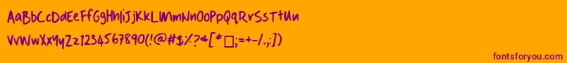 Шрифт Danshandwriting – фиолетовые шрифты на оранжевом фоне