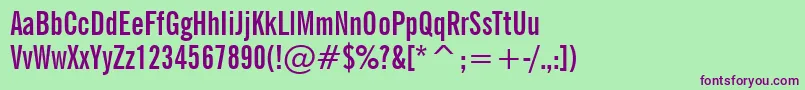 フォントNewsGothicBoldExtraCondensedBt – 緑の背景に紫のフォント