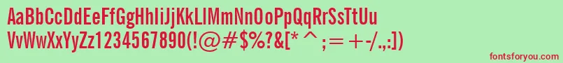 フォントNewsGothicBoldExtraCondensedBt – 赤い文字の緑の背景