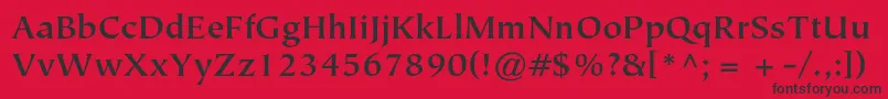 TiepolostdBold-Schriftart – Schwarze Schriften auf rotem Hintergrund