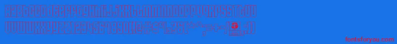 AsecticaOutlineDemo-Schriftart – Rote Schriften auf blauem Hintergrund