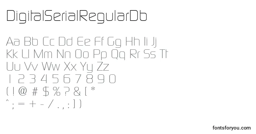 Czcionka DigitalSerialRegularDb – alfabet, cyfry, specjalne znaki