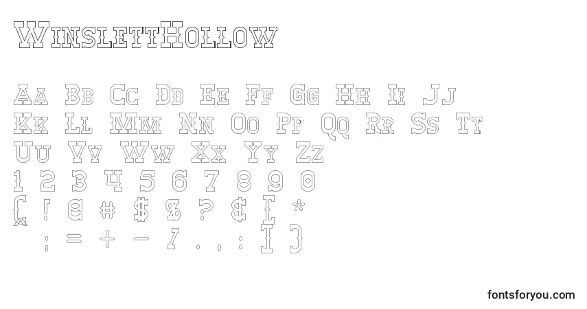 Schriftart WinslettHollow – Alphabet, Zahlen, spezielle Symbole