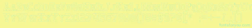 フォントWinslettHollow – 黄色い背景に緑の文字