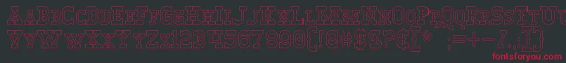 フォントWinslettHollow – 黒い背景に赤い文字