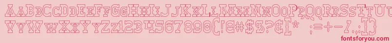 フォントWinslettHollow – ピンクの背景に赤い文字
