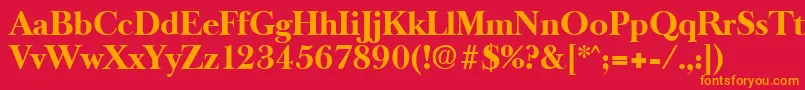 フォントOldbaskervilleBold – 赤い背景にオレンジの文字