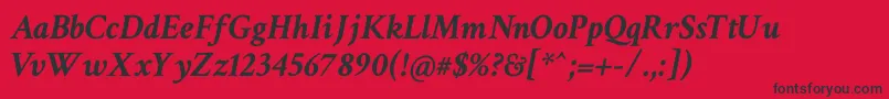 CrimsonTextBoldItalic-Schriftart – Schwarze Schriften auf rotem Hintergrund