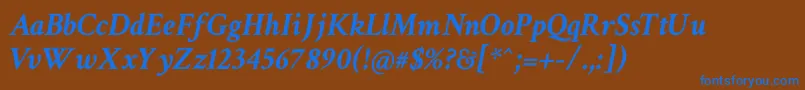 CrimsonTextBoldItalic Font – Blue Fonts on Brown Background