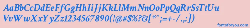 CrimsonTextBoldItalic Font – Blue Fonts on Pink Background