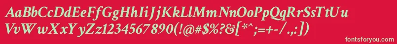 CrimsonTextBoldItalic Font – Green Fonts on Red Background