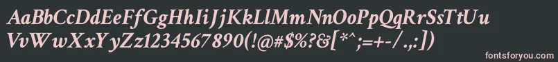 フォントCrimsonTextBoldItalic – 黒い背景にピンクのフォント