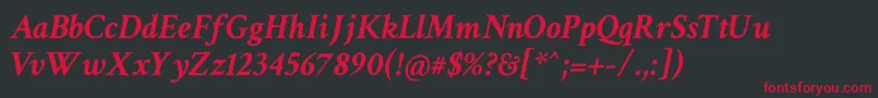 Czcionka CrimsonTextBoldItalic – czerwone czcionki na czarnym tle