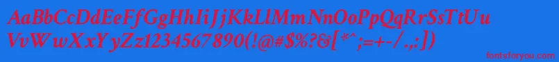 CrimsonTextBoldItalic Font – Red Fonts on Blue Background
