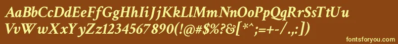 CrimsonTextBoldItalic Font – Yellow Fonts on Brown Background