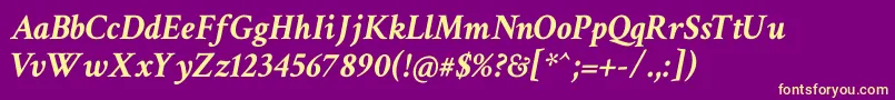 CrimsonTextBoldItalic Font – Yellow Fonts on Purple Background