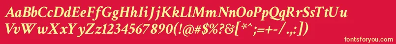 Шрифт CrimsonTextBoldItalic – жёлтые шрифты на красном фоне