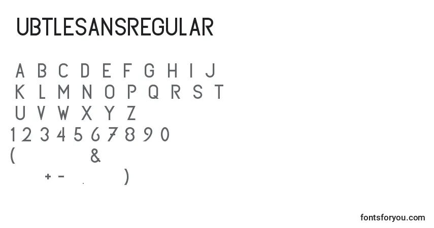 Czcionka Subtlesansregular – alfabet, cyfry, specjalne znaki