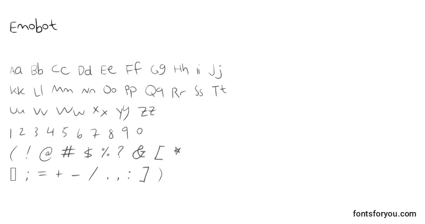 Czcionka Emobot – alfabet, cyfry, specjalne znaki