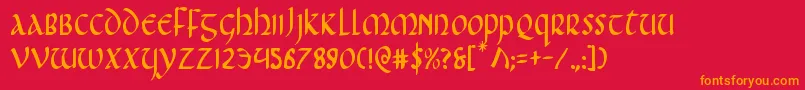 フォントFoucaultc – 赤い背景にオレンジの文字