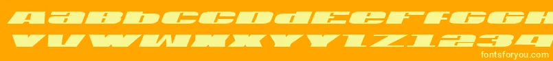 U.S.A.Italic-Schriftart – Gelbe Schriften auf orangefarbenem Hintergrund
