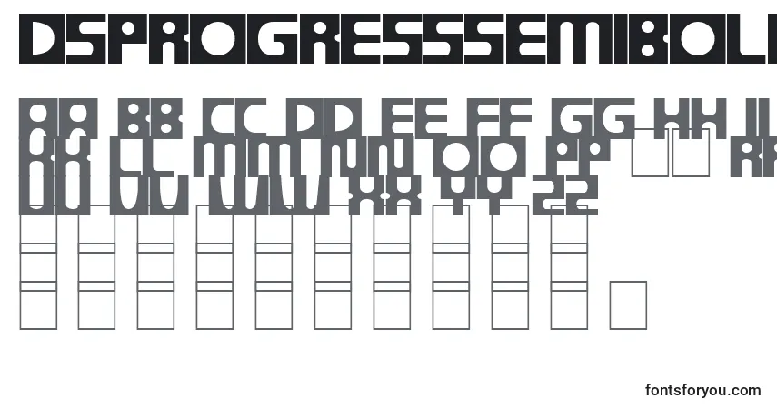 Шрифт DsprogressSemibold – алфавит, цифры, специальные символы