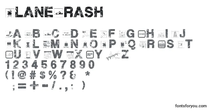 Schriftart PlaneCrash – Alphabet, Zahlen, spezielle Symbole